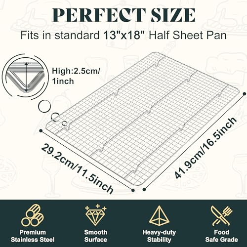 Cooling Racks 11.5 x16.5 in, Tight-Wire Stainless Steel Baking Rack 1-Pack - size: 11.5“ x 16.5”-1 Pack