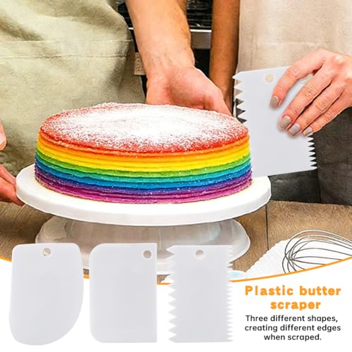 6Pcs Cake Scraper Set, 8.6inch Double Sided Cake Decorating Comb Scraper