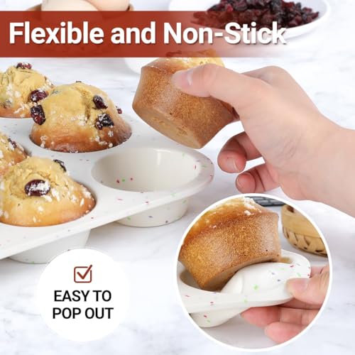 CAKETIME Silicone Muffin Pan, Regular Size Muffin Pan for Baking 12 Cups Non Stick Silicone Cupcake Pan 1 Pack Confetti - size: Regular:12-Cup