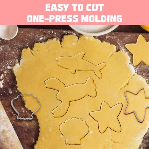 GWHOLE 12PCS Sea Creature Cookie Cutters Variety Pack, Stainless Steel