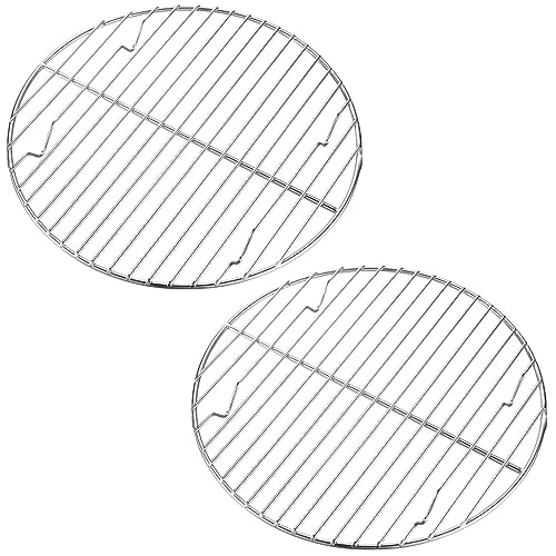 CAMPINGMOON 2pcs Round round cooling rack 304 Stainless Steel Cooking Grid Grill (φ9.5 inches, W24-2P) - color: φ9.5 inches, W24-2P