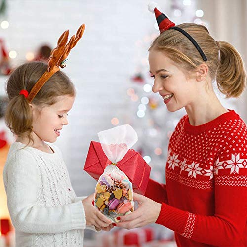 CCINEE Snowflake Treat Bag,Christmas Cellophane Bag with Twist Ties Candy Cookie Bags for Party Supplies,120PCS - color: Christmas 2-120pcs