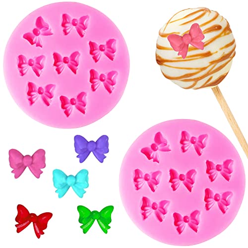 Bow Fondant Molds, AIMEIKI 2 Pack Mini Bows Silicone Fondant Molds Bowknot Candy Chocolate Mold for DIY Cake Decoration - color: Bowknot Molds