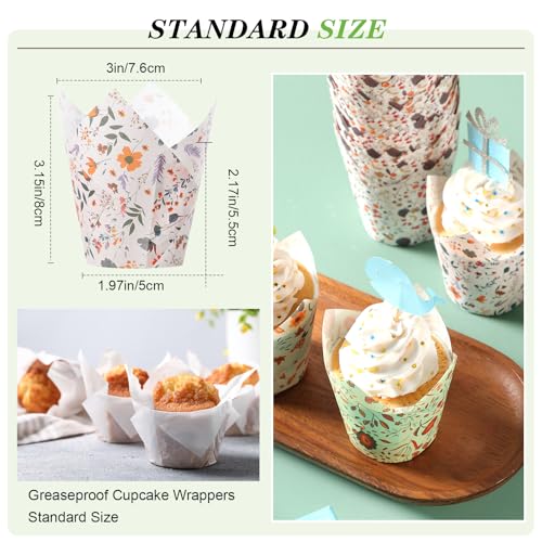 Reallnaive 500 Pcs Thanksgiving Fall Tulip Cupcake Liners