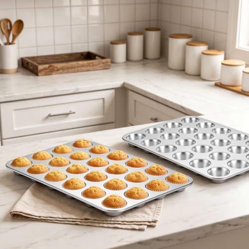 Homikit 18/10 Stainless Steel Mini Muffin Cupcake Pan 24 Cups Nonstick, 1PC - size: 24 Cup