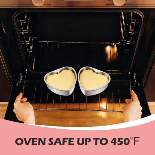 E-far 4 Inch Mini Heart Cake Pan, 2 Pcs Heart Shaped Cake Baking Mold Set - color: Silver, size: 4-Inch (Set of 2)