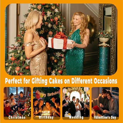 10x10x10 Inches Cake Boxes with Cake Boards, 3 Pack Premium Tall Cheesecake Boxes with Display Window for Christmas, Birthday, Wedding - size: 10 x 10 x 10 Inches-3 Pack