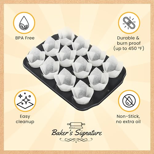 Tulip Cupcake Liners, Muffin Liners for Baking by Baker's Signature - color: 3.White