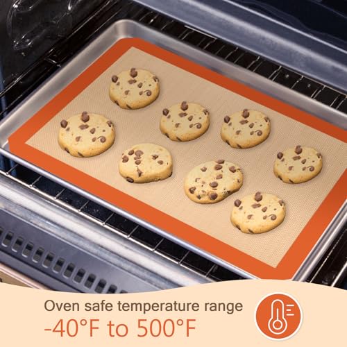 Silicone Baking Mat Set of 3, Non-Stick 2 Half & 1 Quarter Sheets - color: Orange, size: 2Half Sheets+1Quarter