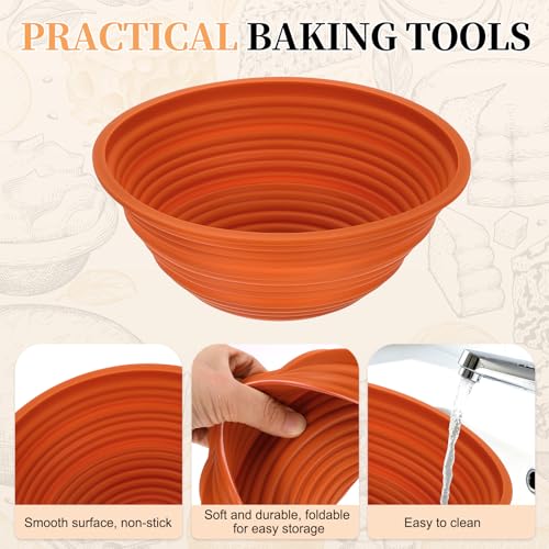uxcell 2Pcs Silicone Bread Proofing Basket 9.3" Round Sourdough Bread Brown - color: Brown, size: 23.5 cm / 9.3 Inch