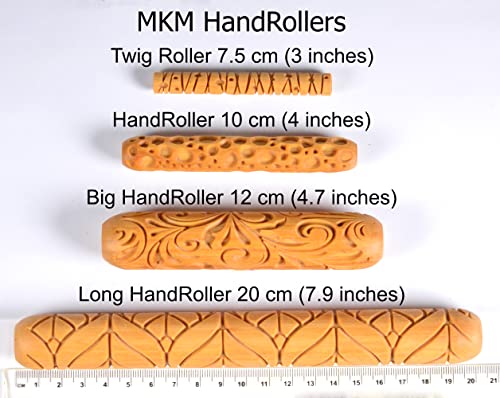 MKM Pottery Tools Wood Big Hand Rollers for Clay (BHR-92 Wave Flow) - color: BHR-92 Wave Flow