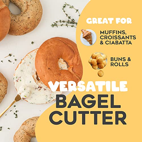 Bagel Slicer, Durable Kitchen Gadgets. Bagel Cutter with Knife for All Bagel Sizes, Dishwasher-Safe Bagel Cutter Slicer for Home, Bakeries, Coffee Shops, & more. (White)