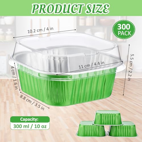Aoriher 300 Pieces 10 oz Mini Cake Pans with Lids,Green - color: Green