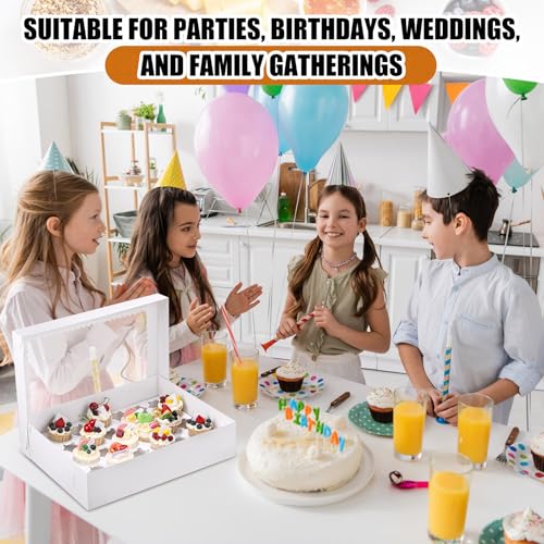 AmazingSpark 5 Pack 35 Count Cupcake Boxes, Mini Cupcake Containers, 16.9 x 13 x 4 Inch White Disposable Bakery Boxes with Window and Inserts for Birthday Holiday Party Bakery Desserts - color: White, size: 16.9 x 13 x 4 Inch
