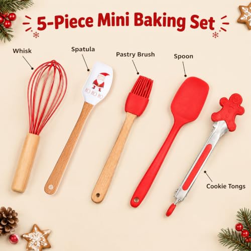 Silicone Kitchen Utensils Set 5-Piece Red Baking Tools - color: 5-Piece Red Silicone Kitchen Utensils Set