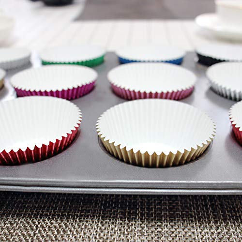 200 Pcs Standard Foil Cupcake Liners Paper Baking Muffin Cups - color: Pink