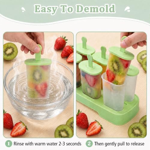 Leezmark 18 Pcs Popsicles Molds, 3 Sets Small Popsicle Molds Ice Pop Mold, Homemade Popsicle Molds with Sticks and Drip Guards, Easy to Use Popsicle Maker (Green) - color: Green