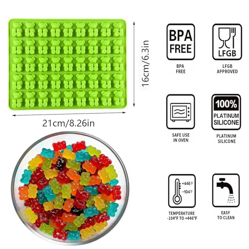 4Pcs Gummy Candy Molds - Silicone Gummy Bear Molds with 2Pcs Dropper,Non-stick and Bpa Free for Candy Chocolate Gummies Baking - color: 4pcs Gummy Bear Molds