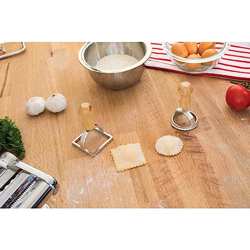 Fantes Ravioli Maker Stamp Set, Square Stamp with Wooden Handle and Fluted Edge, 2.75-Inch, The Italian Market Original since 1906 - size: Single, 2-Inch Square