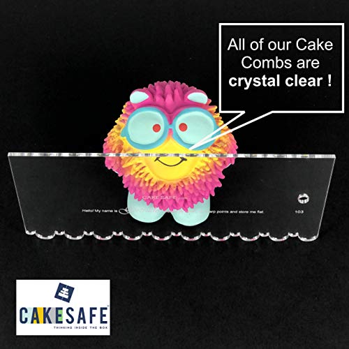 CakeSafe CLEAR ACRYLIC Mandy 8 Inch Cake Decorating Comb, Doubles As Icing Smoother, And Scraper Unique Cake Comb For Decoration, Frosting And Buttercream Tools - size: 8 Inch