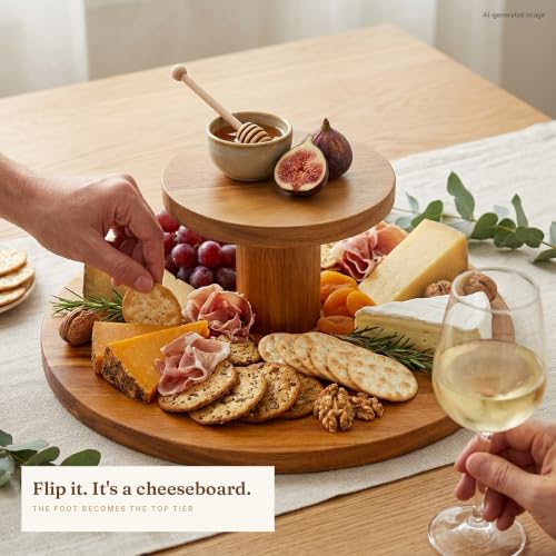 Royalty Art Acacia Wood Cake Stand with Lid, 12 In 3-in-1 Acrylic Dome
