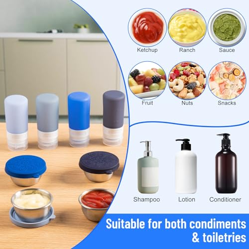 MICEBAY 8-Pack Salad Dressing Container, Leakproof Squeeze Bottles - color: Blue