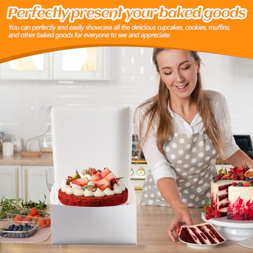 Ireer 50 Pack White Cake Boxes 12 x 12 x 5 Inch Cake Transport Container - size: 12 x 12 x 5 Inch