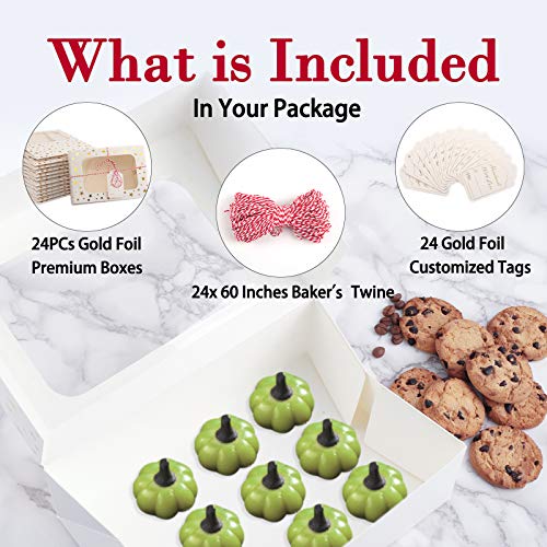 Christmas Cookie Boxes with Window, Gold Star, 24 Pack, 9x6x3in - color: Gold Star