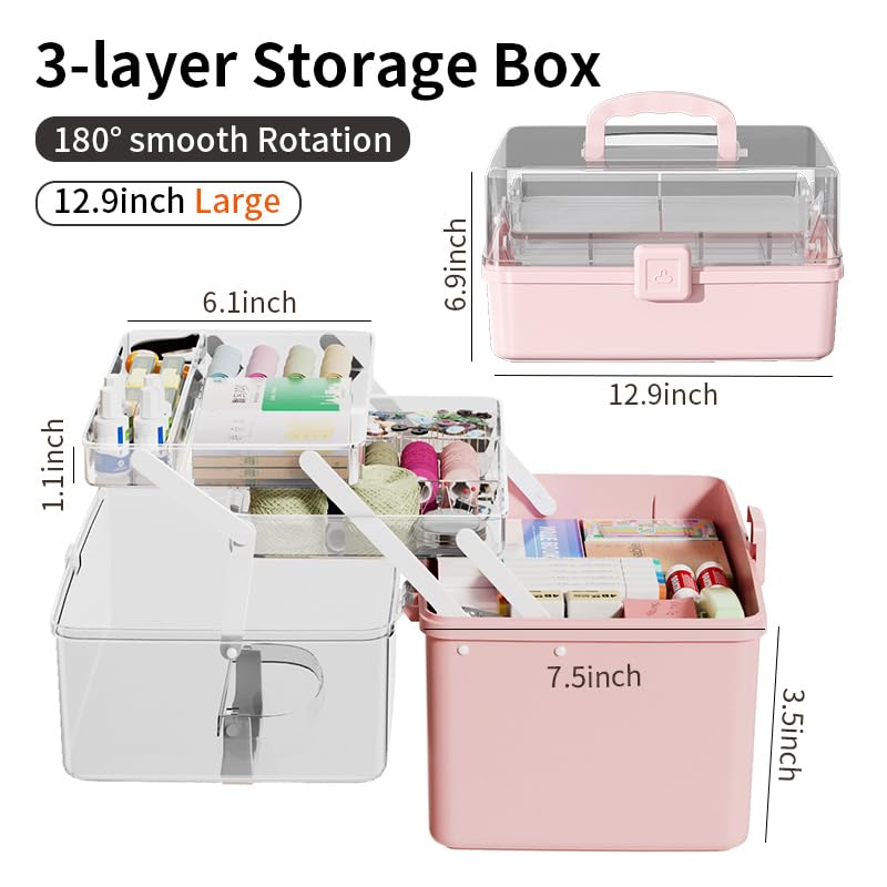 Large Craft Storage Box, Pink
