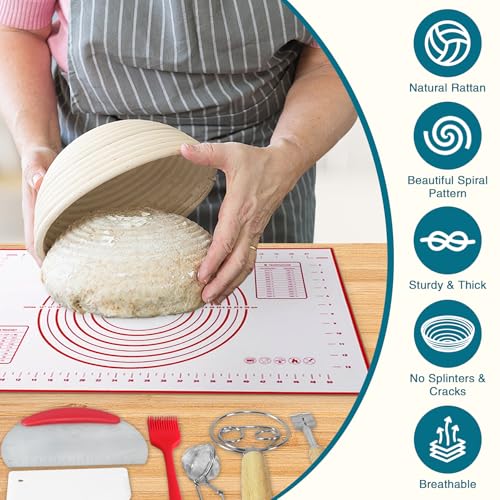 28Pcs Sourdough Starter Kit, Rattan Banneton Proofing Baskets Set - size: 10" 28Pcs Set