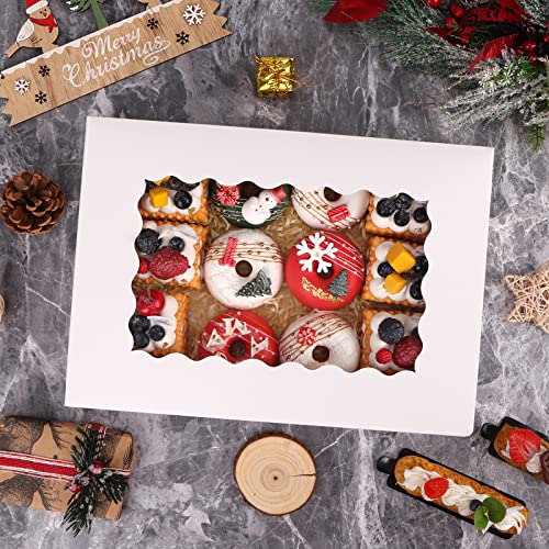 Moretoes 40pcs Cookie Boxes with Window, Auto-Popup Boxes,White,14x10x2.5 - size: 14x10x2.5inch