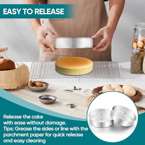 TeamFar 7 Inch Cake Pan Set of 2, Stainless Steel Round Cake Baking Pan - size: 7 Inch