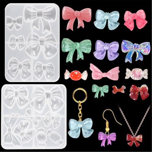 2Pcs Bowknot Chocolate Molds Bow Jewelry Resin Molds Fondant Mold Candy Cake Pop Molds for Cupcake Cake Candy Chocolate Sugarcraft Pudding Decoration