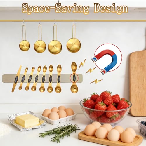 Gold Magnetic Measuring Cups and Spoons Set with Leveler