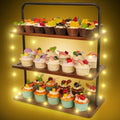 Mehani 3-Tier Wooden Cupcake Stand with LED Light Dessert Tower Holder Wood