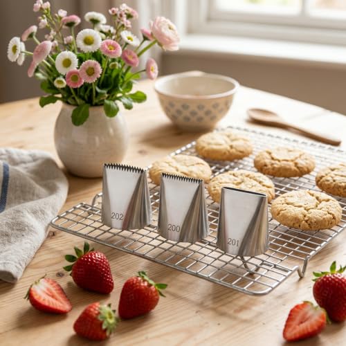 Extra Large Piping Tips, 4 PCS Stainless Steel Half Row Braided Boquillas