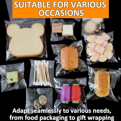 Soarvita Self Sealing Cookie Bags, 100Pcs 5x5 Inches Clear Resealable Gift Wrap Cellophane Bags for Packaging Candy Treat Goodie Favors and Cookies Gift Giving - Self Adhesive Wrappers - color: 5x5 Inch -100pcs