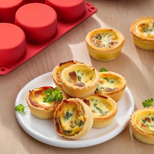 Silicone Egg Bite Molds, 3 Pack Deep 3 Inch Dash Egg Cups Sous Vide Mold Round Rolls Molds for Breakfast Sandwiches Omelets Dinner Rolls Baking - Red - color: Red, size: Round-3pcs