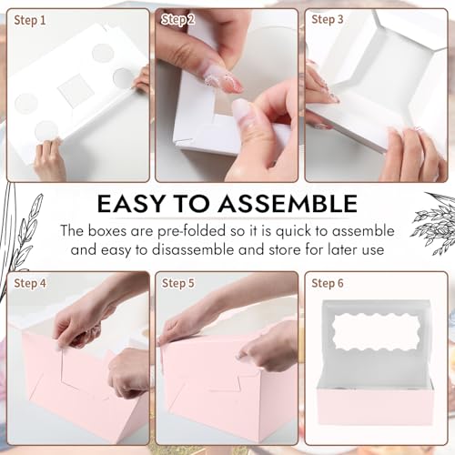 JCD 8 Packs Pink Bento Cake and Cupcake Box 5 Holes Fit 4 Cupcakes and 1 Mini Cakes Cupcake Combo Boxes for Party Bakery Supplies (Pink 1+4/8Pcs) - size: Pink 1+4/8Pcs