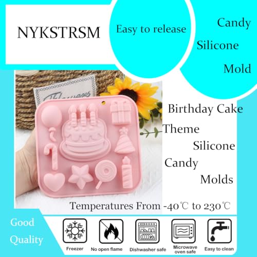 9 Cavity Birthday Cake Theme Silicone Candy Molds