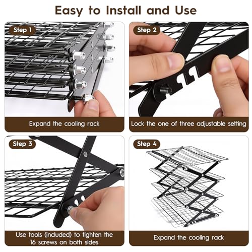 4 Tier Collapsible Cooling Rack for Cooking and Baking Rack Stackable - size: 4 Tier