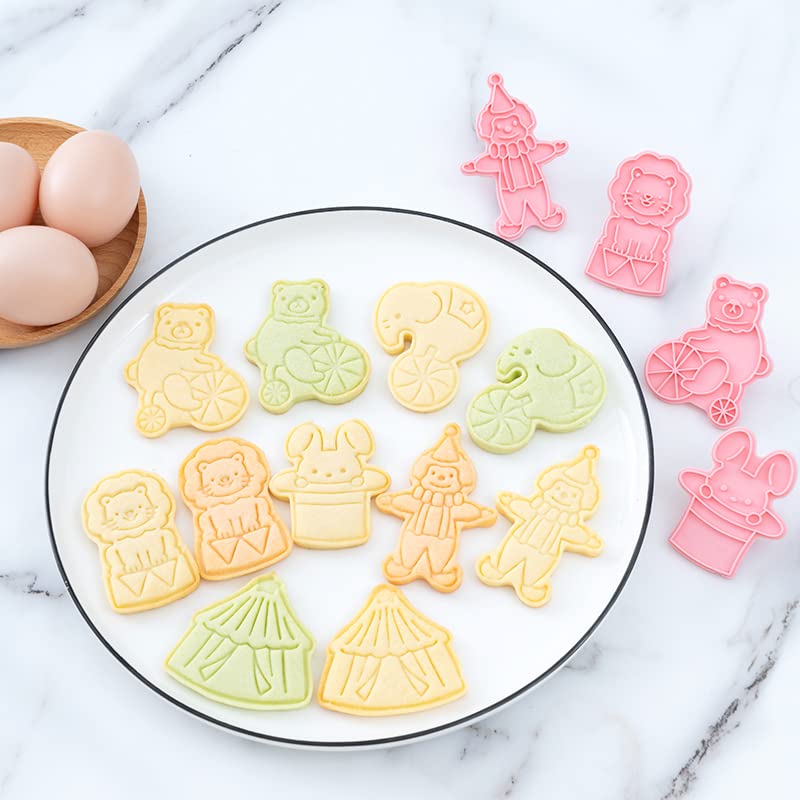 Cute Circus Cookie Cutters,Biscuit Clown Cookie Stamps Set (Circus) - color: Circus