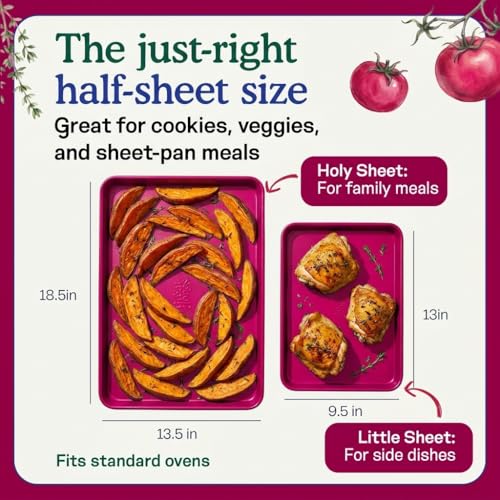 Great Jones Nonstick & Non Toxic Quarter Sheet Pan 13.5" x 9.5" (Raspberry) - color: Raspberry, size: Little Sheet (13.5" x 9.5")