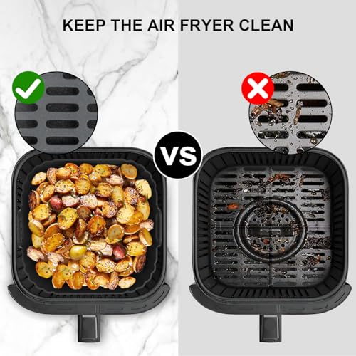 Square Silicone Air Fryer Liners 2 Pack 5-6.5QT for Ninja AF141/181 - color: Black, size: 5-6.5QT
