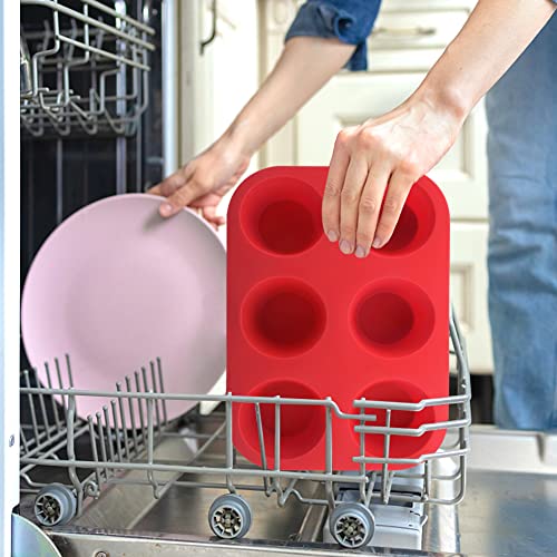 Silicone Muffin Pans,6 Cup Large Silicone Cupcake Pans 2Pack