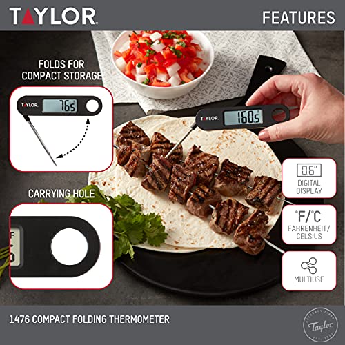 Taylor Digital Folding Stem Food Thermometer Black - color: Black