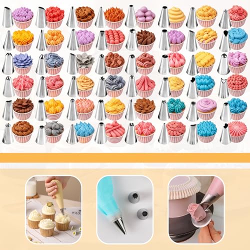 Piping Tips Set 65pcs Stainless Steel Cake Decorating Kit