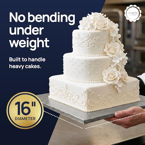 Silver Square Cake Drum Board 1/2 Inch Thick 16x16 - color: Silver, size: 16" x 16"