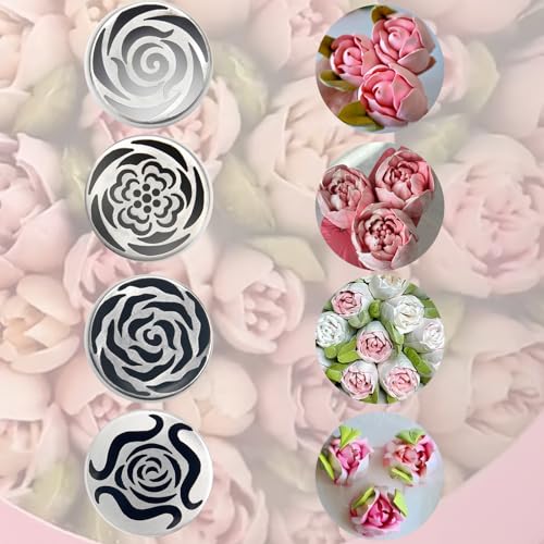 4pcs Russian Piping Tips Set Extra Large Stainless Steel Flower Icing Tips