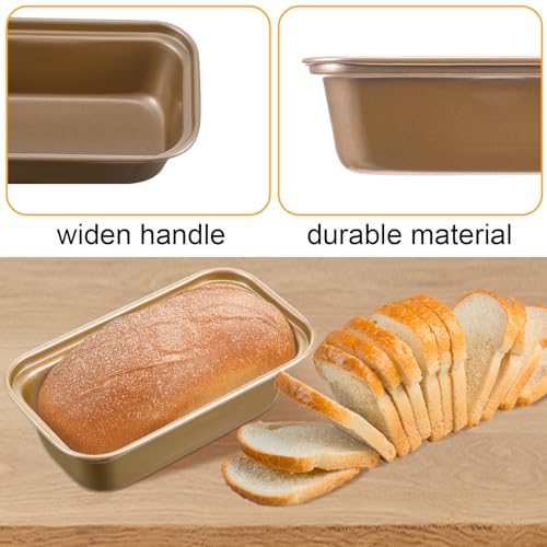 MAQUITA 12 Pcs Mini Loaf Pans for Baking Bread, 6.1 x 3.3 x 2.1 Inches Small Banana Bread Pan Nonstick, Rectangle Carbon Steel Baking Pan for Oven Available Homemade Bread Meatloaf Loaf Cake, Gold
